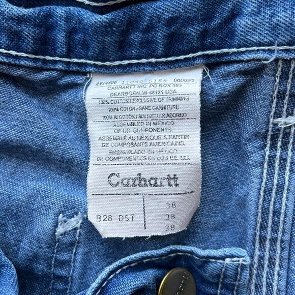 Blue Carhartt Denim Work Shorts Men's Size 38 Classic Cargo Shorts, Jorts Y2K - Picture 7 of 8